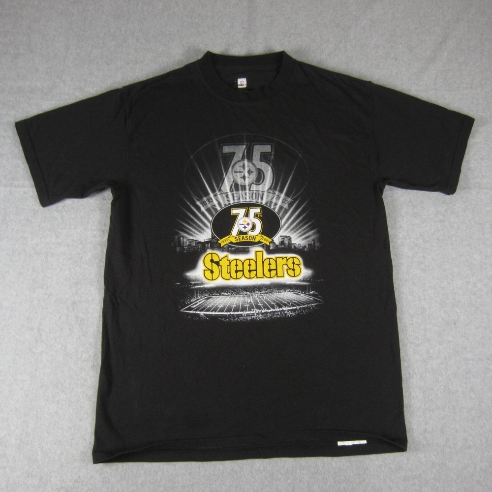 Pittsburgh Steelers Tee Shirt Mens M Black 75th Season NFL READ